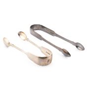 18TH & 19TH CENTURY SILVER HALLMARKED SUGAR TONGS & ANOTHER