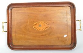 EDWARDIAN MAHOGANY INLAID SERVING TRAY