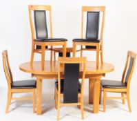 LARGE CONTEMPORARY OAK OVAL DINING TABLE WITH CHAIRS