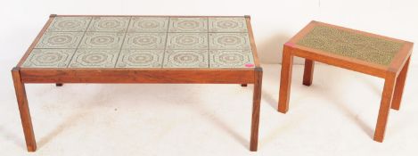 TWO RETRO 1970S TILE TOP TEAK COFFEE TABLES