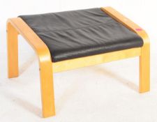 LATE 20TH CENTURY BENTWOOD & BLACK LEATHER FOOTSTOOL