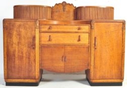 1930'S ART DECO OAK TAMBOUR BREAKFRONT SIDEBOARD CREDENZA