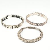 THREE 925 SILVER CHAIN BRACELETS