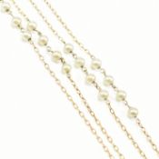 ANTIQUE 9CT GOLD & PEARL BEAD NECKLACE CHAIN