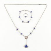 VINTAGE SILVER & ENAMEL DEMI PARURE