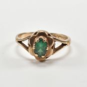 HALLMARKED 9CT GOLD & GREEN STONE RING
