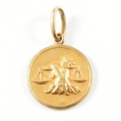 VINTAGE 18CT GOLD LIBRA ZODIAC NECKLACE PENDANT