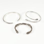 THREE 925 SILVER BANGLE BRACELETS