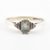 HALLMARKED 9CT GOLD AQUAMARINE & DIAMOND RING