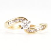HALLMARKED 18CT GOLD & DIAMOND CROSSOVER RING