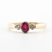 HALLMARKED 9CT GOLD RUBY & DIAMOND RING
