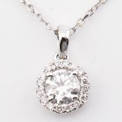 HALLMARKED 18CT WHITE GOLD & DIAMOND PENDANT NECKLACE