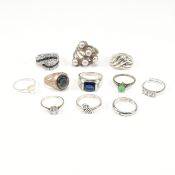 COLLECTION OF ASSORTED SILVER RINGS