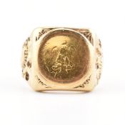 VINTAGE 9CT GOLD 1945 DOS PESOS SIGNET RING
