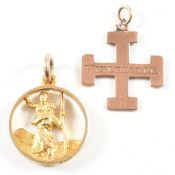 TWO HALLMARKED 9CT GOLD NECKLACE PENDANTS