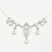 925 SILVER & CZ & OPAL FESTOON NECKLACE