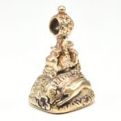 ANTIQUE YELLOW METAL HARE & HOUND INTAGLIO FOB SEAL PENDANT