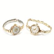 TWO 9CT GOLD WRIST WATCHES WITH ROLLED GOLD STRAPS