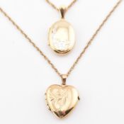 TWO VINTAGE 9CT GOLD NECKLACE CHAINS WITH LOCKET PENDANTS