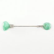 CHAUMET ART DECO EMERALD & DIAMOND JABOT PIN