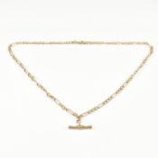 VINTAGE 9CT GOLD T BAR PENDANT NECKLACE CHAIN