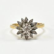 HALLMARKED 18CT GOLD & DIAMOND CLUSTER RING