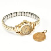 18CT GOLD WATCH & ART NOUVEAU PENDANT