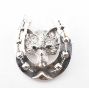 STERLING SILVER HORSESHOE & FOX BROOCH PIN