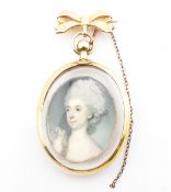 ANTIQUE HALLMARKED 9CT GOLD & PORTRAIT LOCKET BROOCH PIN