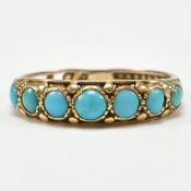 ANTIQUE GOLD & TURQUOISE SEVEN STONE RING AF