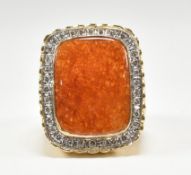 RETRO GOLD JADEITE & DIAMOND SIGNET RING