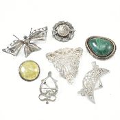 COLLECTION OF ASSORTED ANTIQUE & LATER SILVER BROOCH PINS