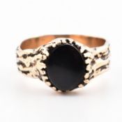 ROSE METAL & ONYX SIGNET RING