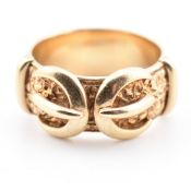 HALLMARKED 9CT GOLD DOUBLE BUCKLE RING