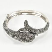 MARCASITE & RUBY HINGED DOLPHIN BANGLE