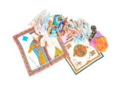 COLLECTION OF VINTAGE SOUVENIER SCARVES; SILK, HAND ROLLED