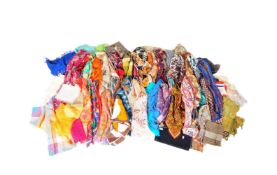 COLLECTION 50+ VINTAGE & VINTAGE INSPIRED SCARVES; SILK & HAND ROLLED