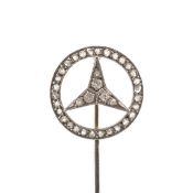 WHITE GOLD & DIAMOND CLUSTER MERCEDES-BENZ STICK PIN
