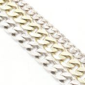 THREE HALLMARKED SILVER CURB LINK CHAIN BRACELETS