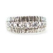 HALLMARKED 9CT WHITE GOLD & SPINEL SEVEN STONE RING