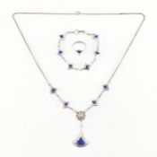 VINTAGE SILVER & ENAMEL DEMI PARURE