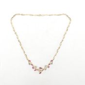 HALLMARKED 9CT GOLD RUBY & DIAMOND DRESS NECKLACE