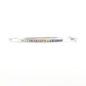 HALLMARKED 9CT WHITE GOLD & RAINBOW SAPPHIRE BANGLE BRACELET