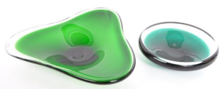 TWO RETRO VINTAGE MID 20TH CENTURY STUDIO ART GLASS PIECES