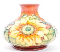 A MID CENTURY MOORCROFT POTTERY CERAMIC INCA SUNFLOWER VASE