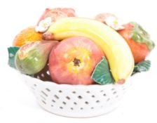 A VINTAGE CAPODIMONTE STYLE PIERCED CERAMIC FRUIT BOWL ITALY