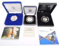 THREE ROYAL MINT SILVER 925 PROOF COINS - BOXED - CERTIFICATES