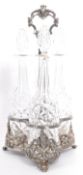 19TH CENTURY SILVER PLATED CUT GLASS DECANTER TANTALUS