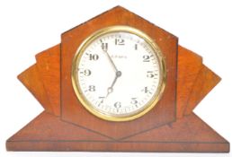 1920'S 1920 ART DECO WALNUT SUNBURST 8 DAY MANTLE CLOCK
