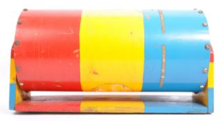 A VINTAGE REVOLVING WOODEN TOMBOLA RAFFLE MACHINE DRUM